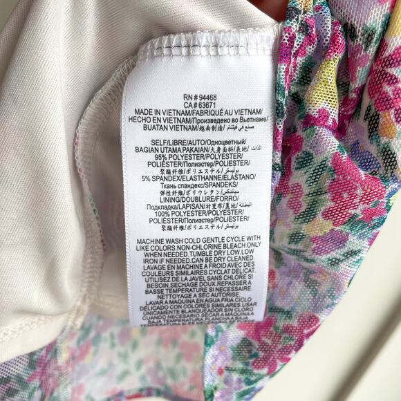 NWT BCBGeneration Ditsy Floral Mesh Ruched Mini Dress Preppy Pink Purple Size 2 - Picture 8 of 14